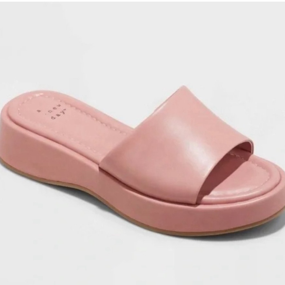 NEW! WIDE WIDTH Carlita Wedge Platform Slide Sandals - A New Day, Pink